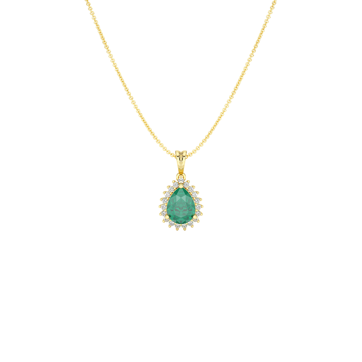 Pear Emerald Sunburst Pendant