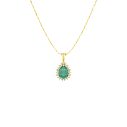 Pear Emerald Sunburst Pendant