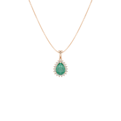 Pear Emerald Sunburst Pendant