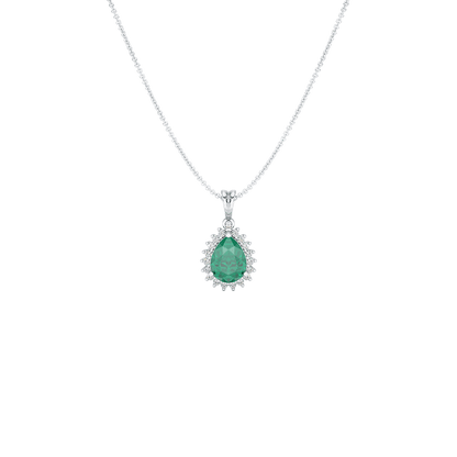 Large Pear Emerald Sunburst Pendant