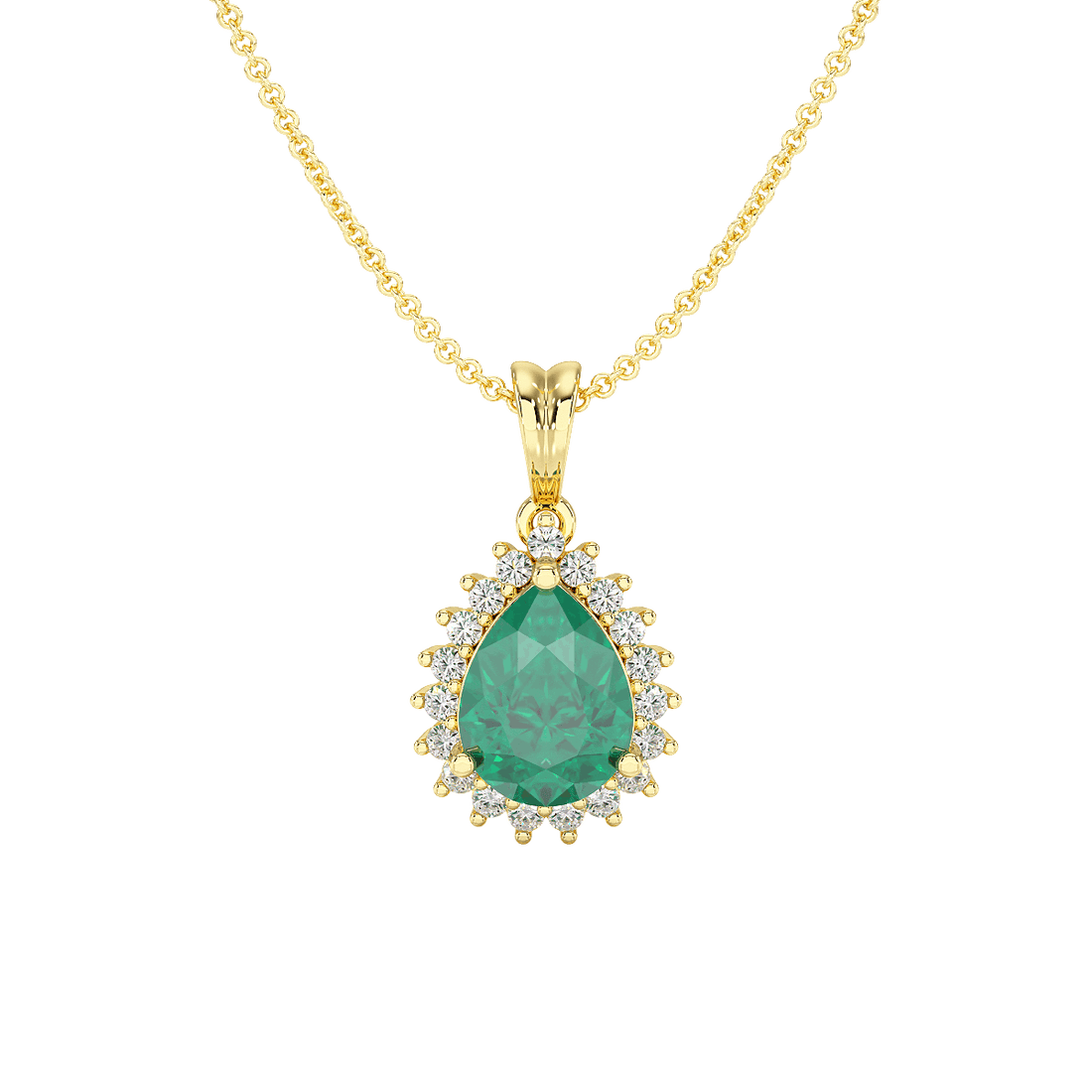 Large Pear Emerald Sunburst Pendant
