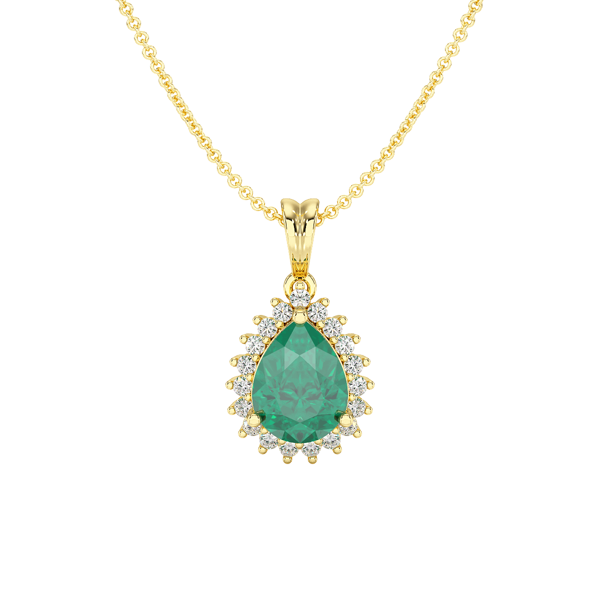 Pear Emerald Sunburst Pendant
