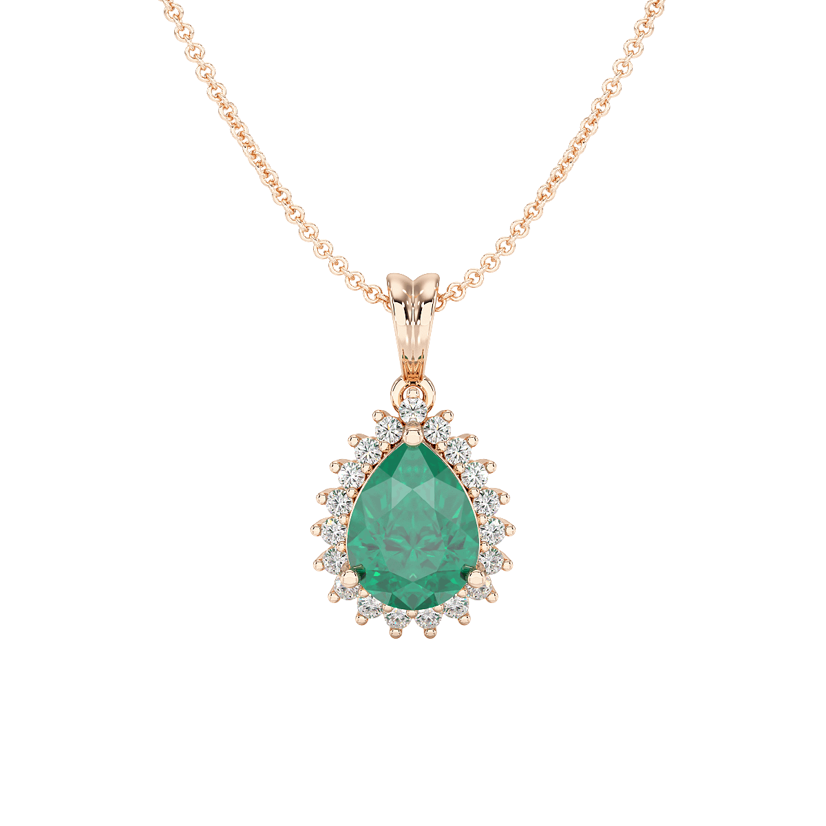 Pear Emerald Sunburst Pendant