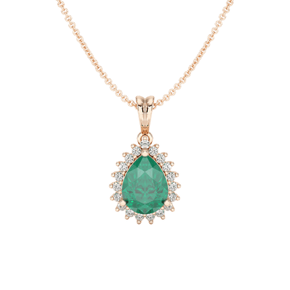 Pear Emerald Sunburst Pendant
