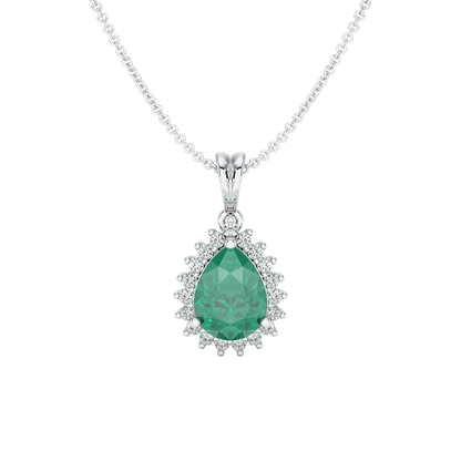 Large Pear Emerald Sunburst Pendant