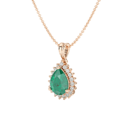 Large Pear Emerald Sunburst Pendant