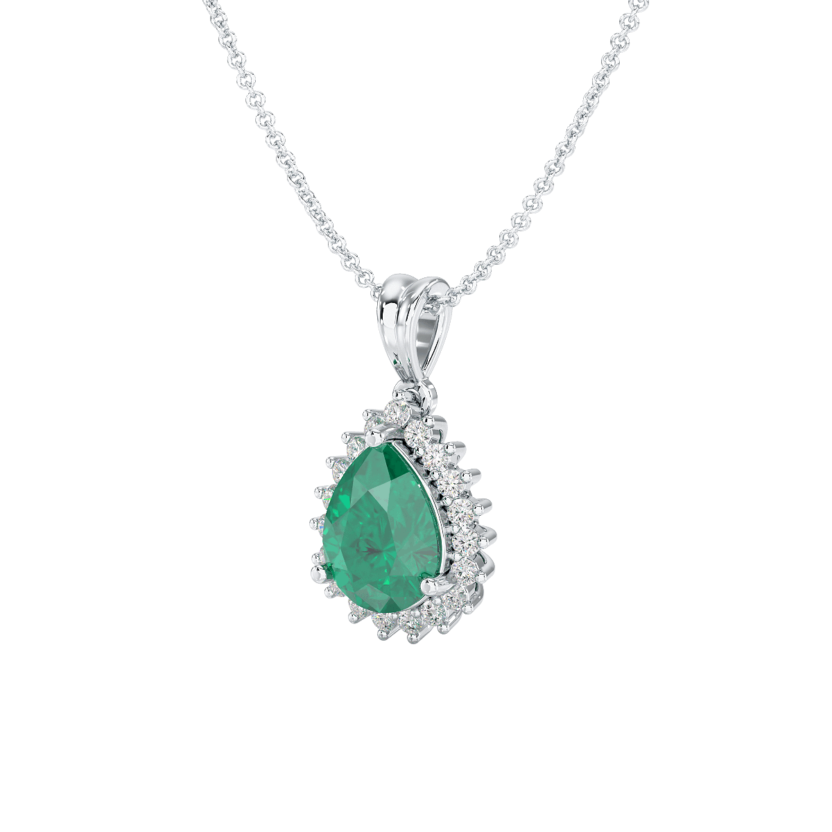 Large Pear Emerald Sunburst Pendant