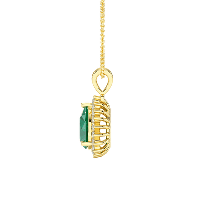 Large Pear Emerald Sunburst Pendant