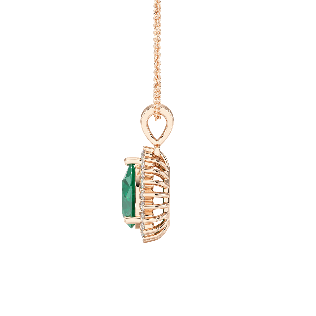 Large Pear Emerald Sunburst Pendant