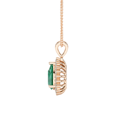 Large Pear Emerald Sunburst Pendant