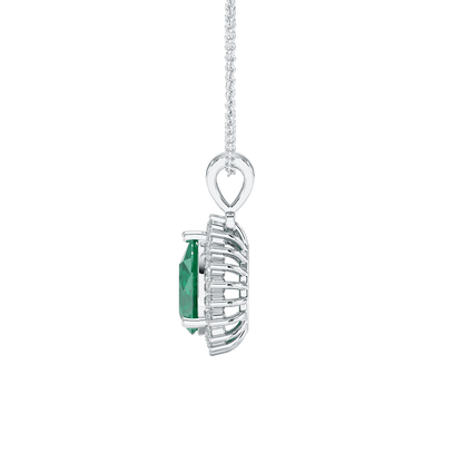 Large Pear Emerald Sunburst Pendant
