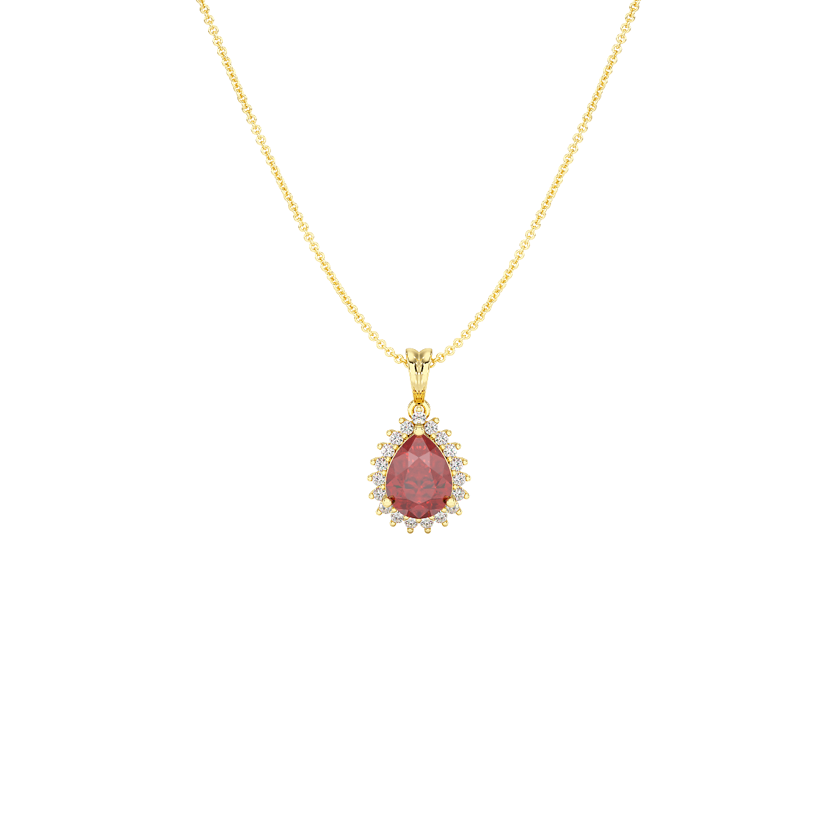 Large Pear Ruby Sunburst Pendant