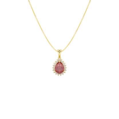 Large Pear Ruby Sunburst Pendant