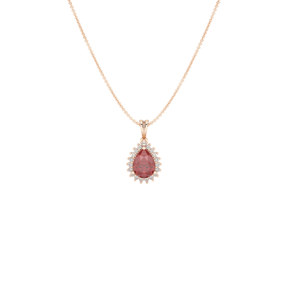 Pear Ruby Sunburst Pendant