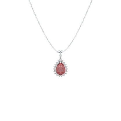 Large Pear Ruby Sunburst Pendant