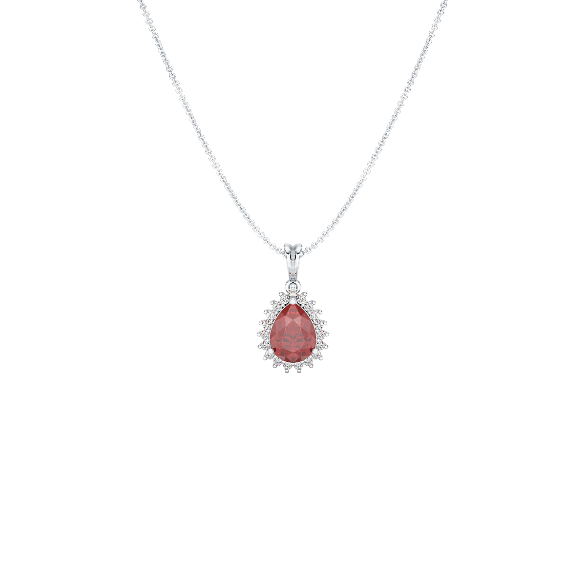 Pear Ruby Sunburst Pendant