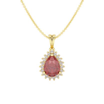 Large Pear Ruby Sunburst Pendant
