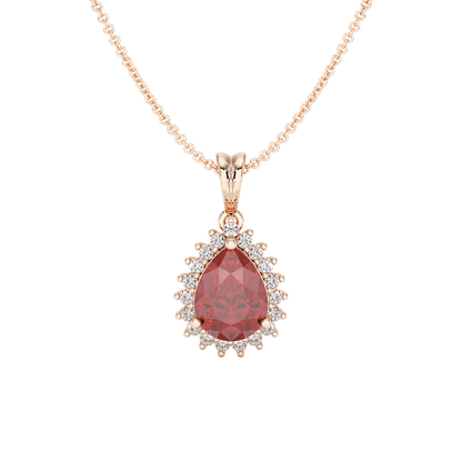 Pear Ruby Sunburst Pendant