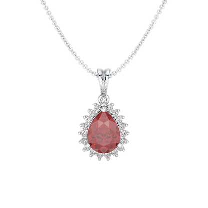 Large Pear Ruby Sunburst Pendant
