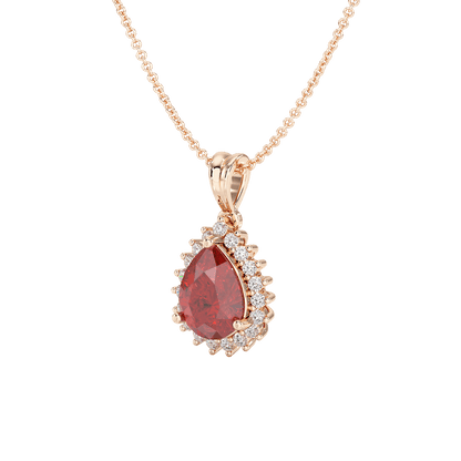Pear Ruby Sunburst Pendant