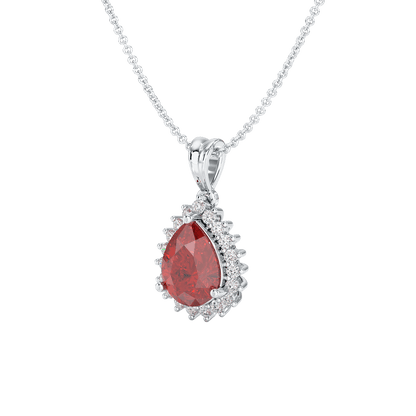 Pear Ruby Sunburst Pendant