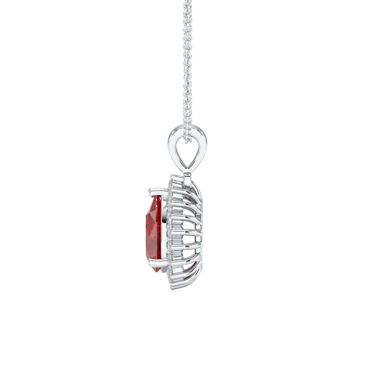 Pear Ruby Sunburst Pendant