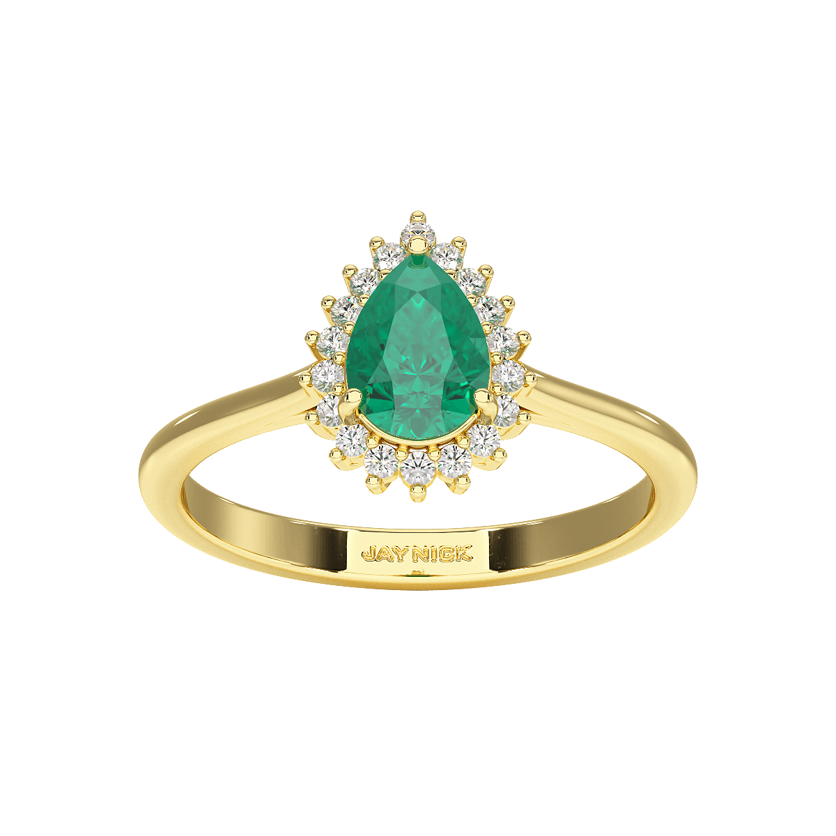 Pear Emerald Sunburst Ring
