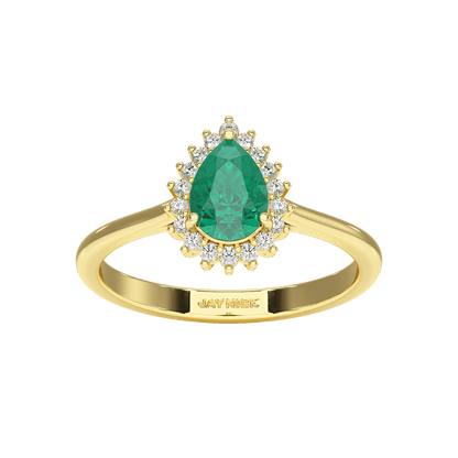 Pear Emerald Sunburst Ring