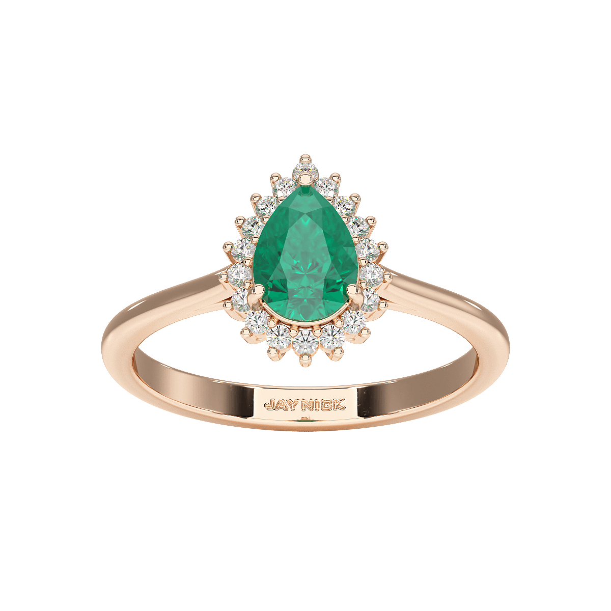 Pear Emerald Sunburst Ring