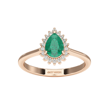 Pear Emerald Sunburst Ring
