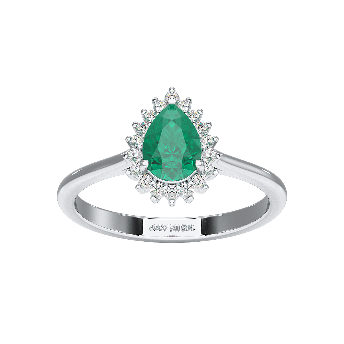 Pear Emerald Sunburst Ring