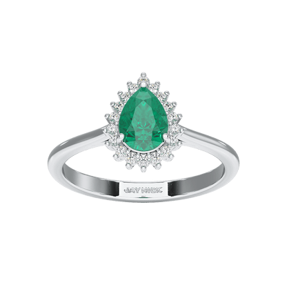 Pear Emerald Sunburst Ring
