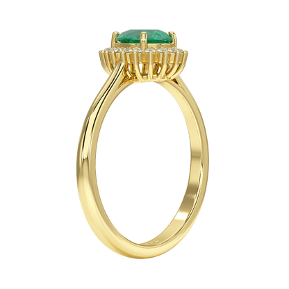 Pear Emerald Sunburst Ring