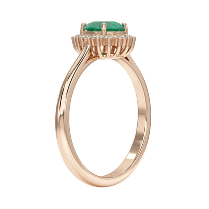 Pear Emerald Sunburst Ring