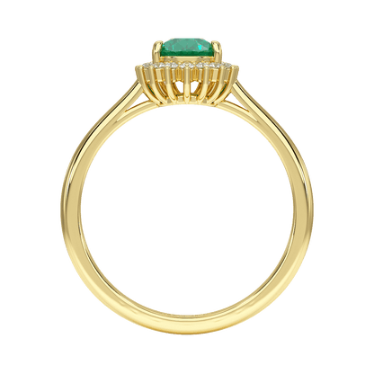 Pear Emerald Sunburst Ring