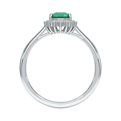 Pear Emerald Sunburst Ring