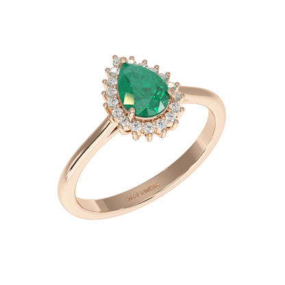 Pear Emerald Sunburst Ring