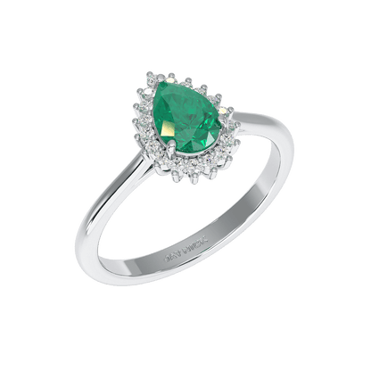 Pear Emerald Sunburst Ring