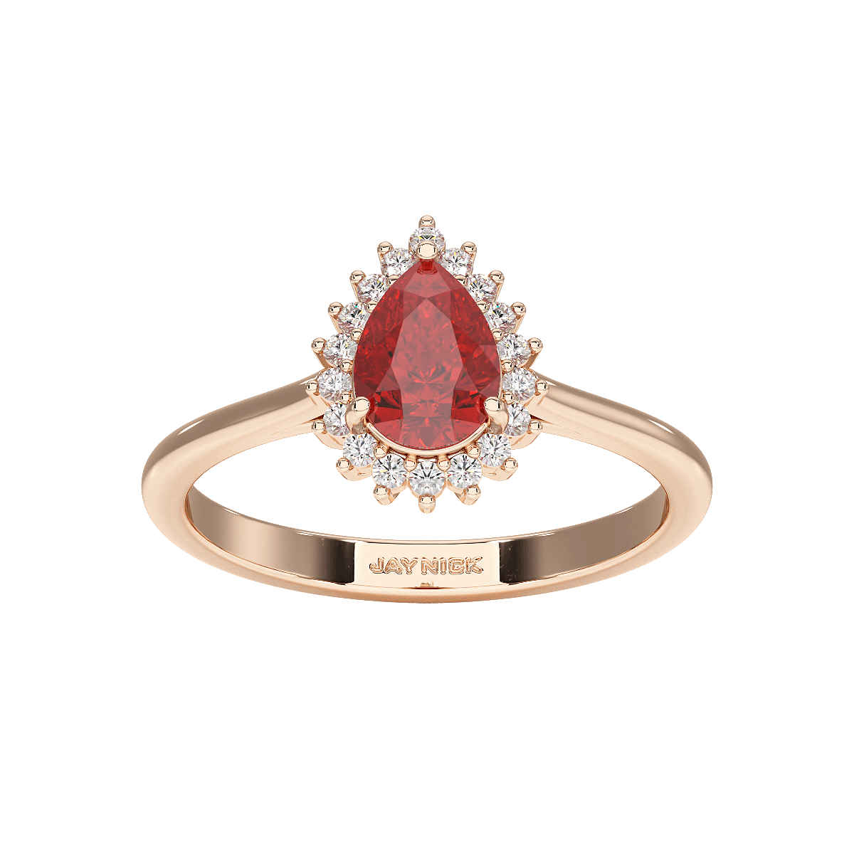 Pear Ruby Sunburst Ring