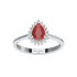 Pear Ruby Sunburst Ring