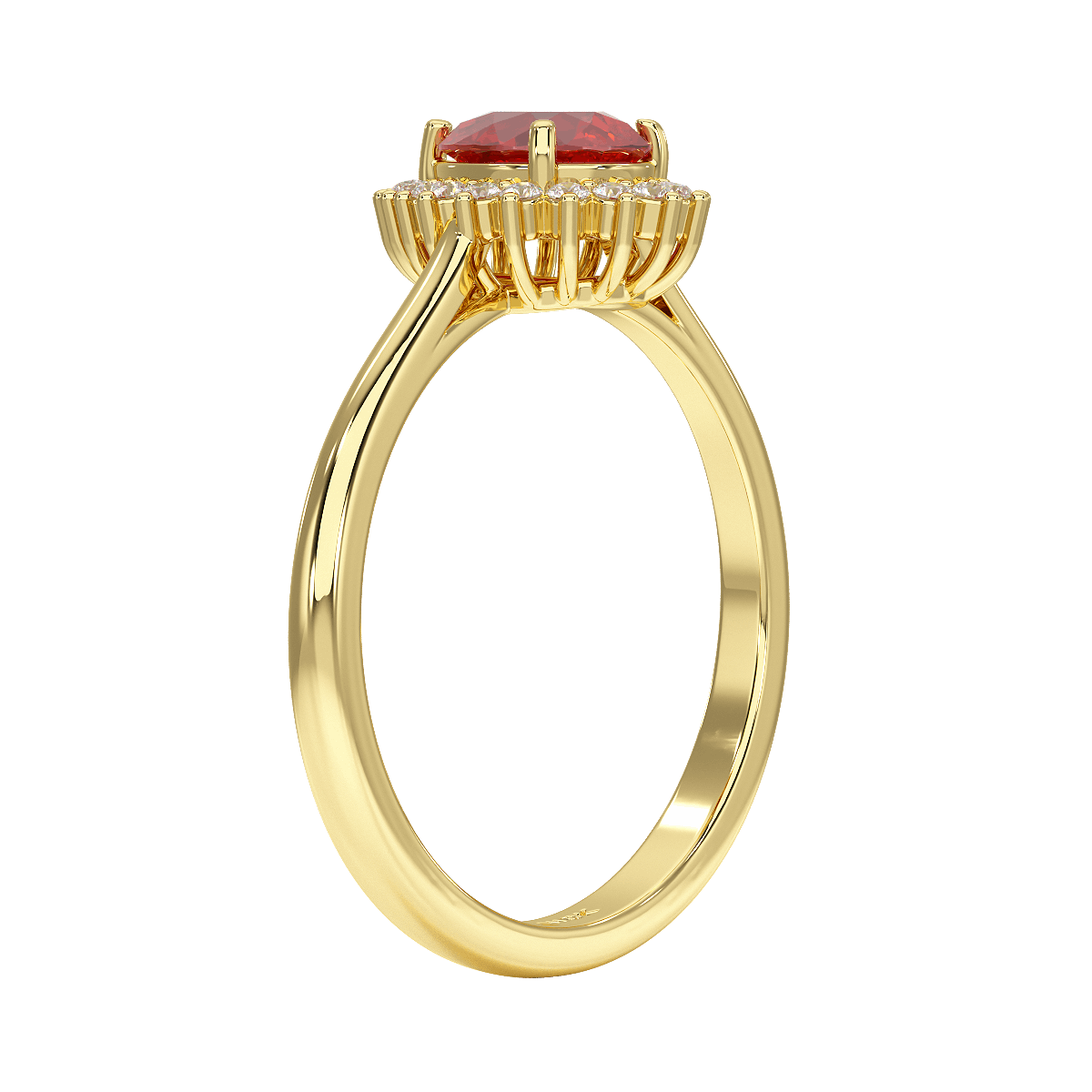 Pear Ruby Sunburst Ring