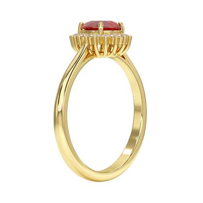 Pear Ruby Sunburst Ring
