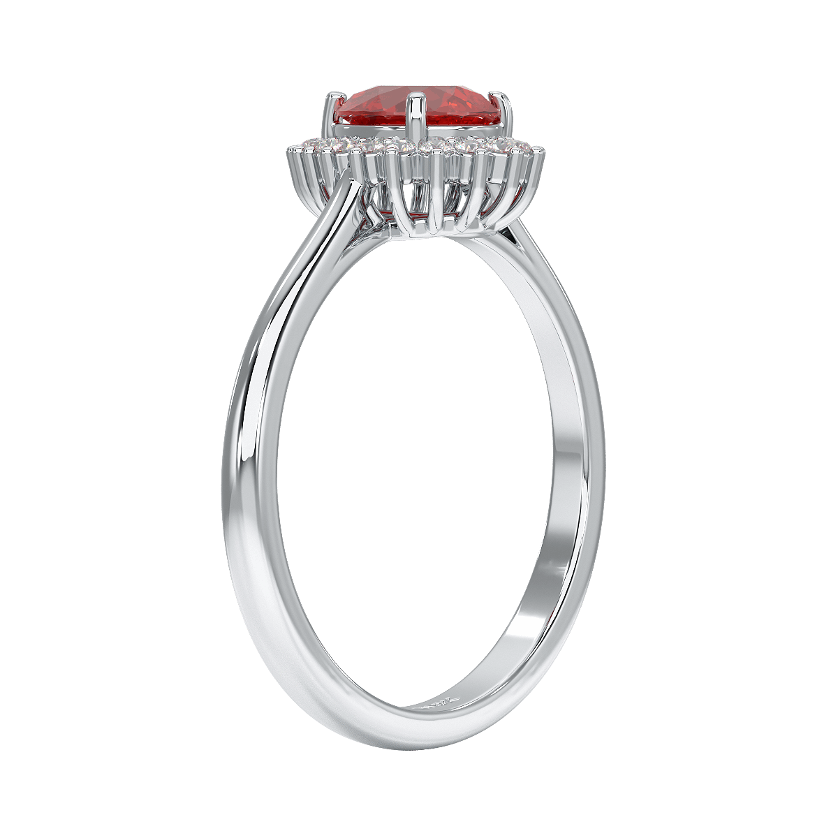 Pear Ruby Sunburst Ring