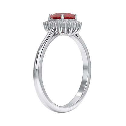 Pear Ruby Sunburst Ring