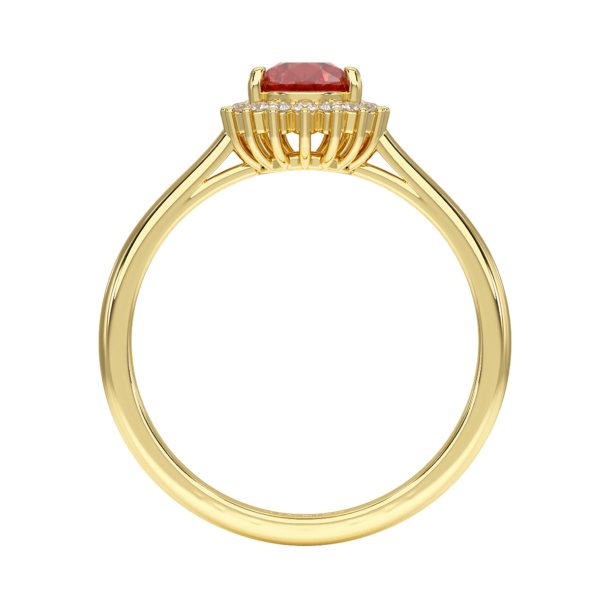 Pear Ruby Sunburst Ring