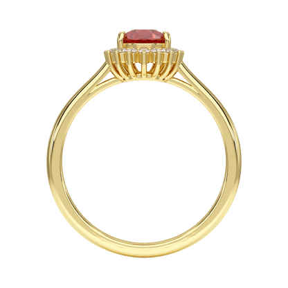 Pear Ruby Sunburst Ring