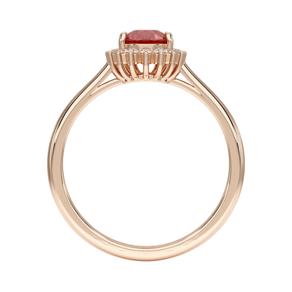 Pear Ruby Sunburst Ring