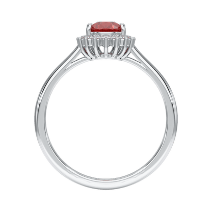 Pear Ruby Sunburst Ring