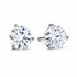 A pair of three claw solitaire earrings with round diamonds set in white gold.