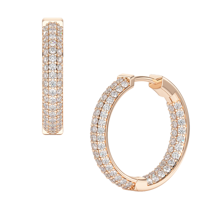 Three Row Hoop Earrings in rose gold
